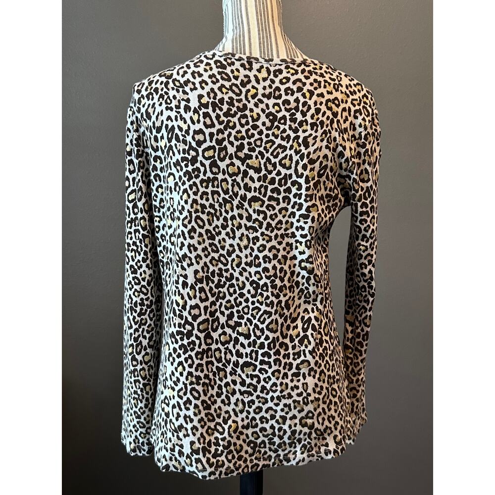 White Stag Leopard Print Long Sleeve Top Soft Cotton Blend Size Medium - Picture 6 of 8